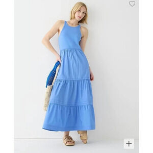 Jcrew Vintage rib high-neck cutaway tank dress with poplin skirt